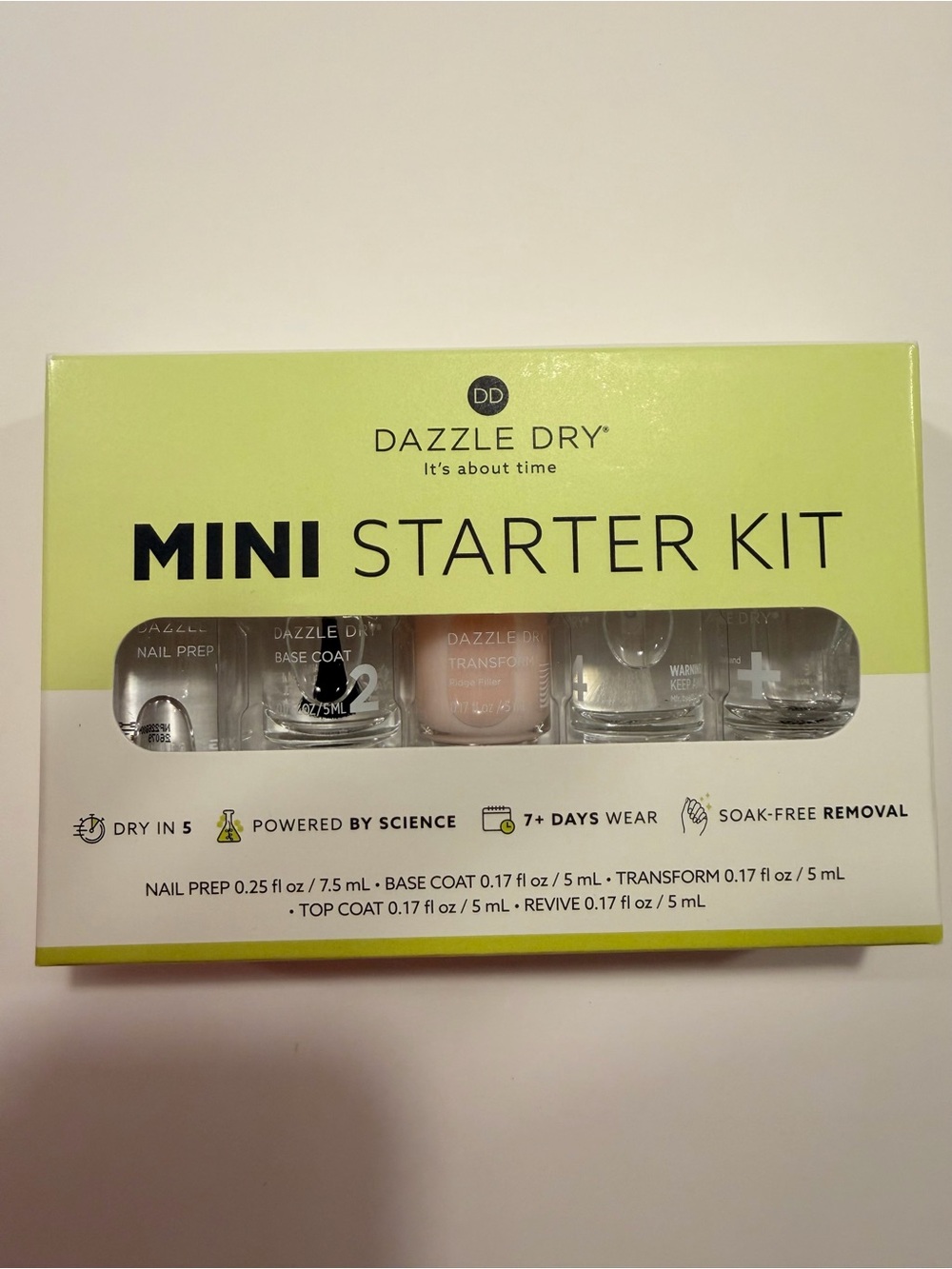Dazzle Dry Mini Starter Kit Pre|Base|Ridge Filler|Lacquer|Top Coat BNIB